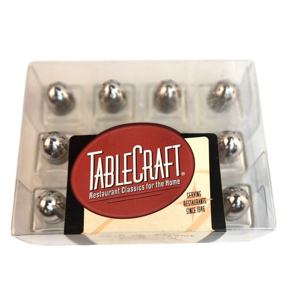 TableCraft Salt & Pepper Collection 12 Mini Shaker Sets Glass/Silver Finish Comp